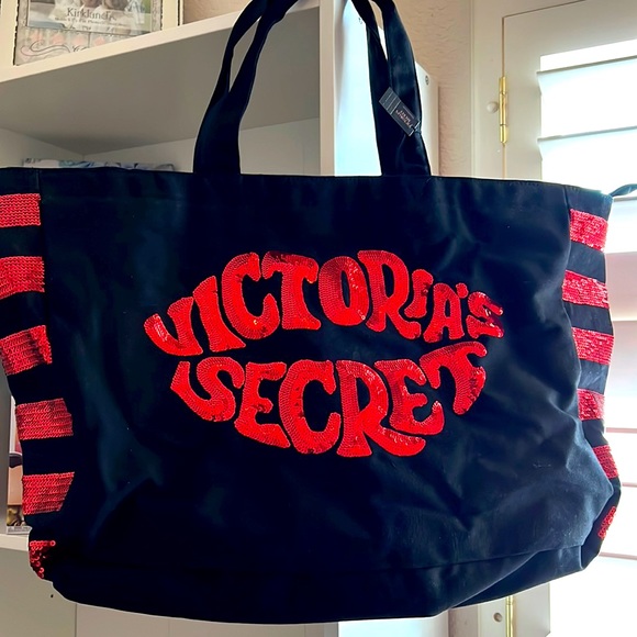 Victoria’s Secret black and red sequins tote 👜 large - Picture 1 of 6